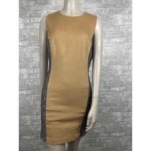 J McLaughlin 0 Brown Sheath Knee Length Wool Cashmere Blend Sleeveless Dress